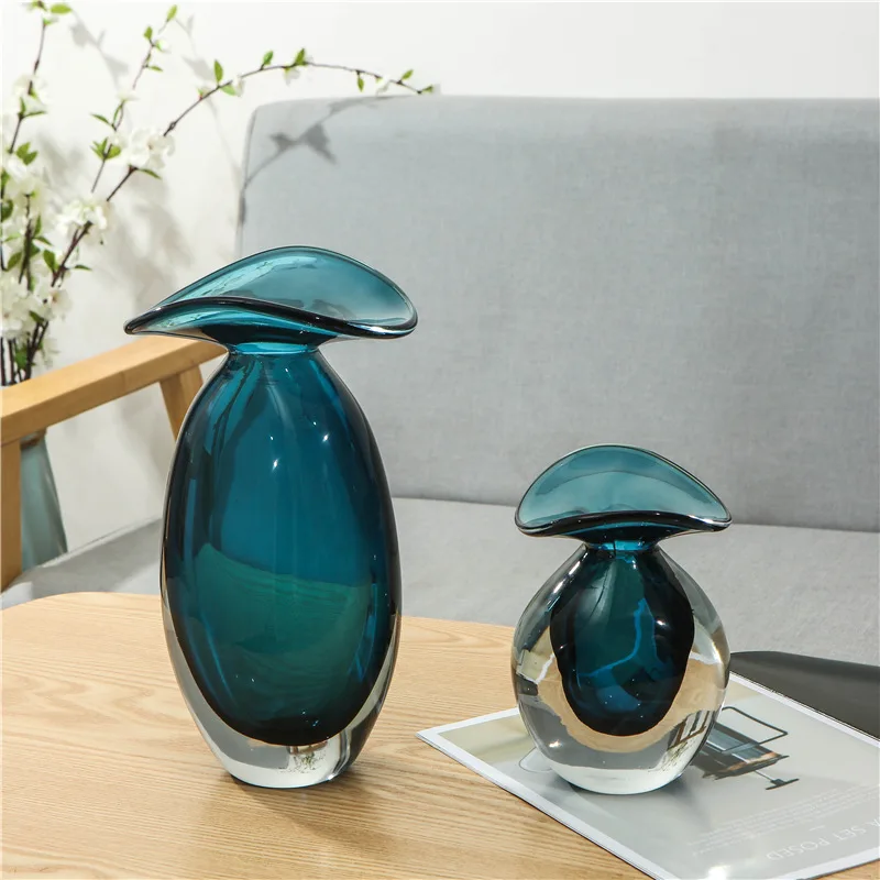 

Modern simple sapphire blue glazed vase ornaments Bedroom living room decoration Dry flower arranging terrarium decor