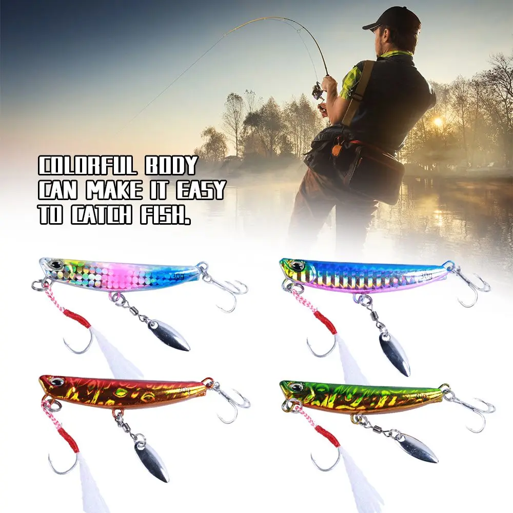 

sequins Bass Hook Minnow 60G Metal Fishing Lure Lead Casting Jig Bait Spinning Baits