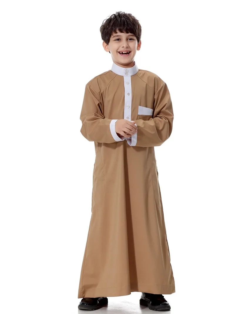Ramadan Muslim Kids Abaya Jubba Thobe Boy Long Dress Caftan Children Islamic Robe Dubai Arab Kaftan Saudi Arabia Worship Service