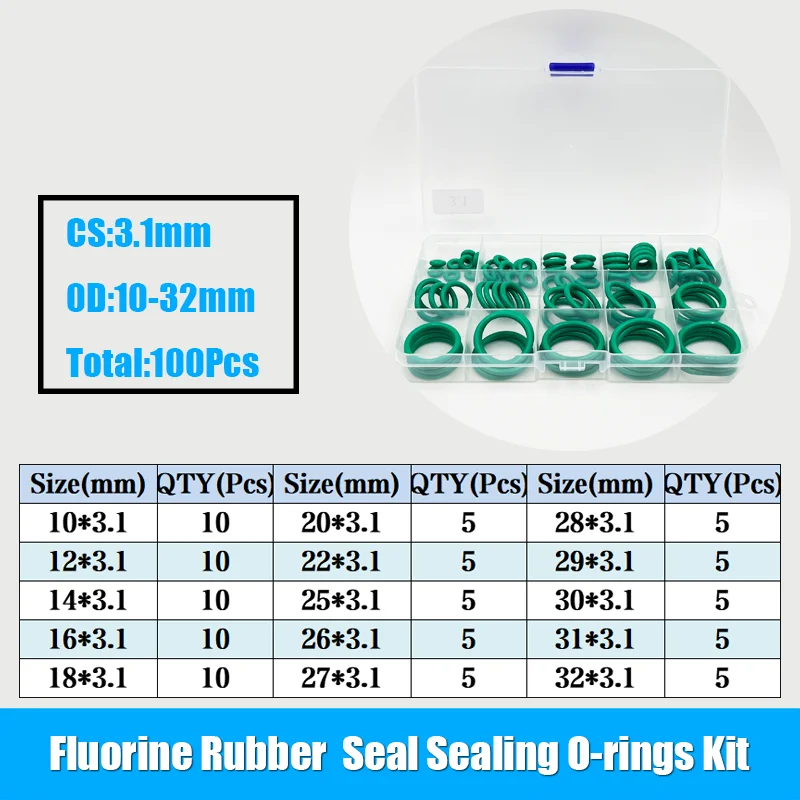 

Комплект уплотнительных колец FKM зелёный