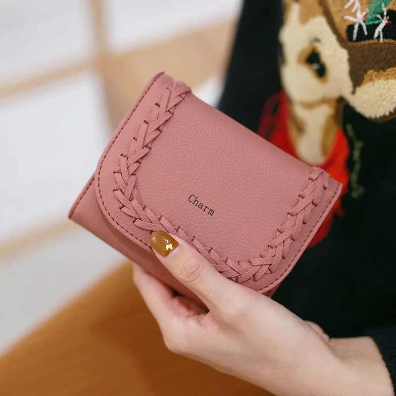 

Новый маленький кошелек ручной работы, короткий милый маленький кошелек тройного сложения для леди