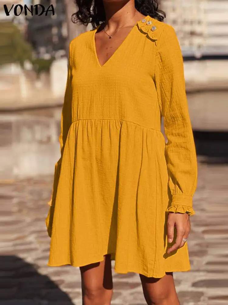 

Мини-платье VONDA женское с V-образным вырезом и длинным рукавом