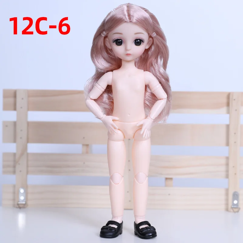 

30CM Cute Nude Doll Toy Multi-joint Movable Fashion 1/6 Bjd Girls Dress Up Diy Accessories Give A Pair of Shoes