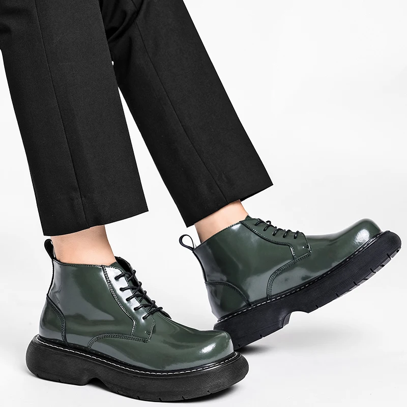 Мужские кожаные туфли с высоким берцем модные уличные дизайнерские повседневные