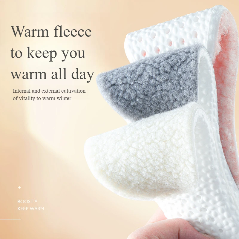 Keep Warm Heated Cashmere  Increase Insole Thicken Soft Breathable Winter Sport Shoes Insert For Man Woman
