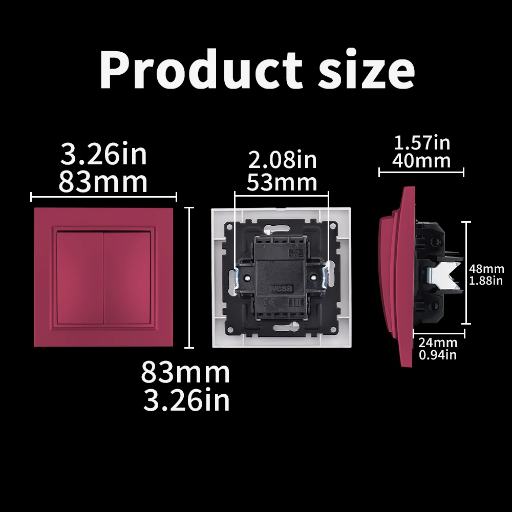 WESA Red Frosted светильник настенный выключатель огнестойкая пластиковая панель