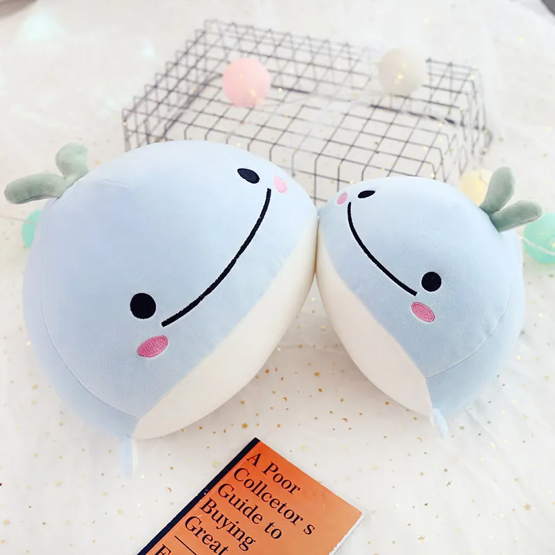

60cm Cute Soft Blue Whale Pillow Stuffed Plush Toys Office Nap Pillow Home Comfort Cushion Decor Gift Doll Child