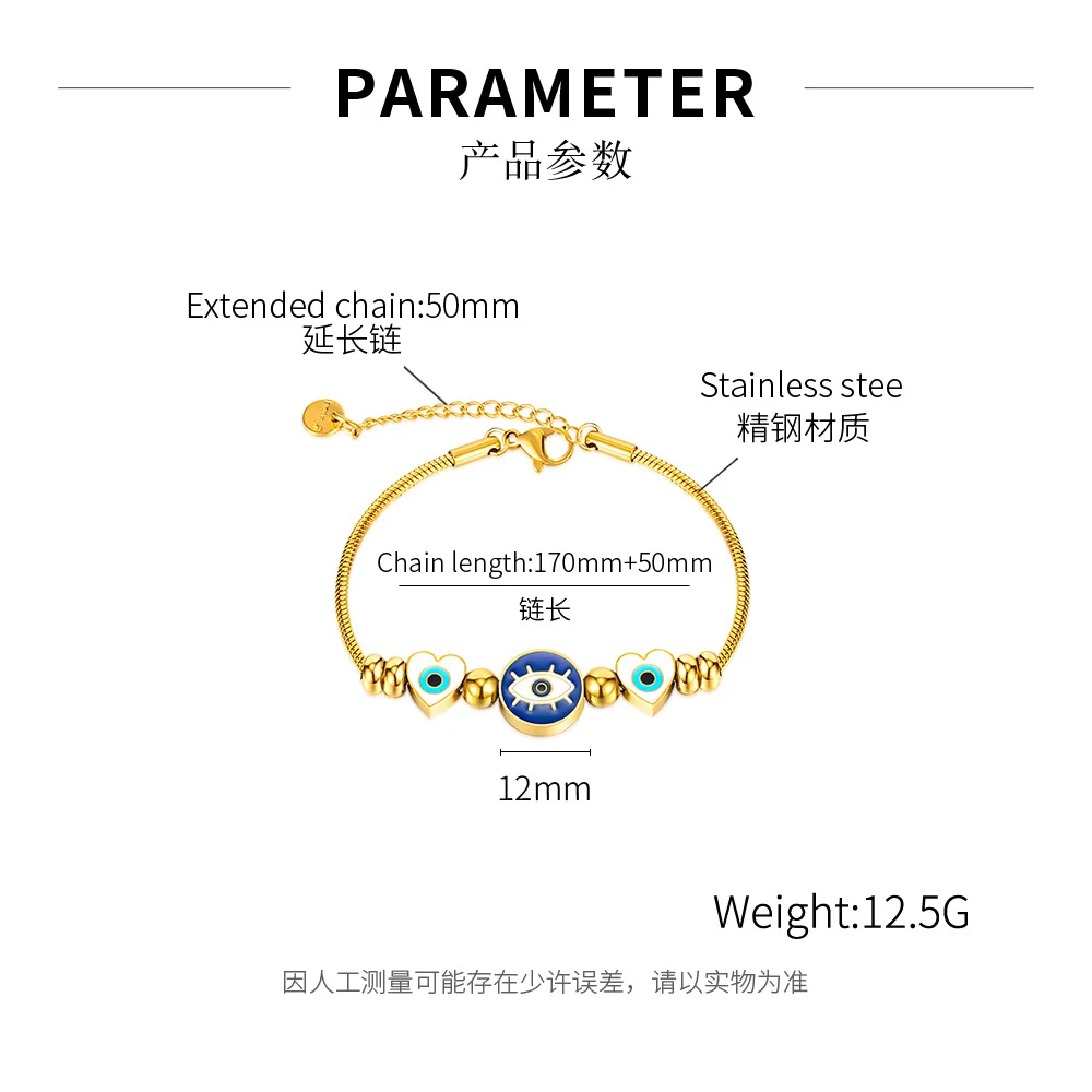 Wholesale Titanium steel love colorful oil drip devil's eye stainless steel bracelet