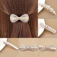 korean version of the exquisite diamond studded pearl hairpin rhinestone hollow large bow hairpin white simple bridal headdress