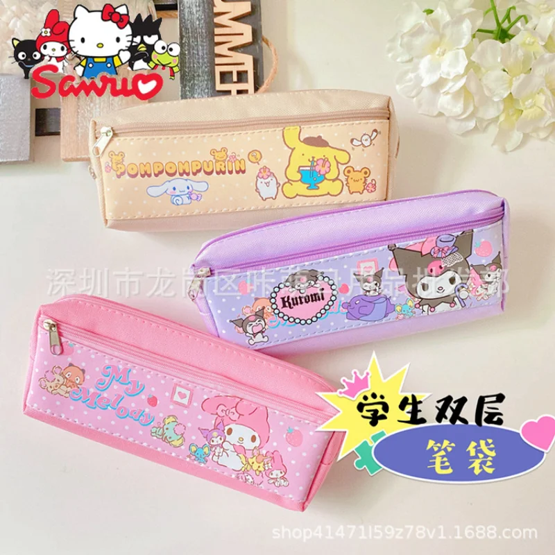 

Sanrio Melody Kuromi Hello Kitty Cinnamoroll Pochacco Portable Student Pen Holder Stationery Pen Bag for Elementary Students