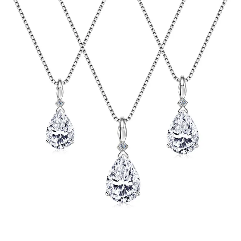 IOGOU Роскошное ожерелье с подвеской из муассанита 2CT 1 5CT 4CT грушевидной огранки для