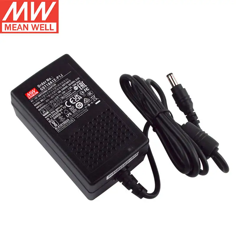 GST18A12-P1J 12 В 1 5 А 18 Вт meanwell AC-DC надежный зеленый промышленный адаптер Совершенно