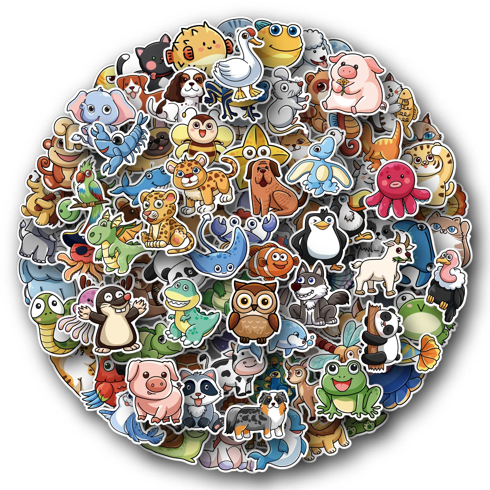 

10/30/50/100 Cute Mixed Animals Stickers Cartoon Decals Kids Toys Gifts DIY Laptop Suticase Notebook Fridge Wall Kawaii Sticker