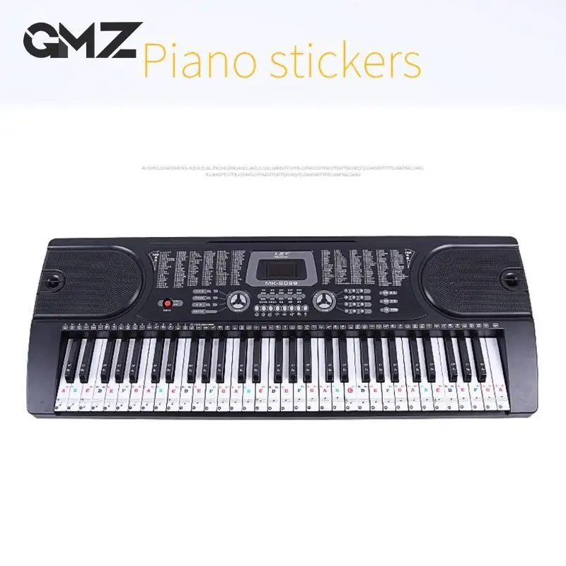 

88/61/54/49 Keys Piano Keyboard Stickers Black/Transparent-Colorful Electronic Keyboard Key Piano Stave Note Sticker Symbol