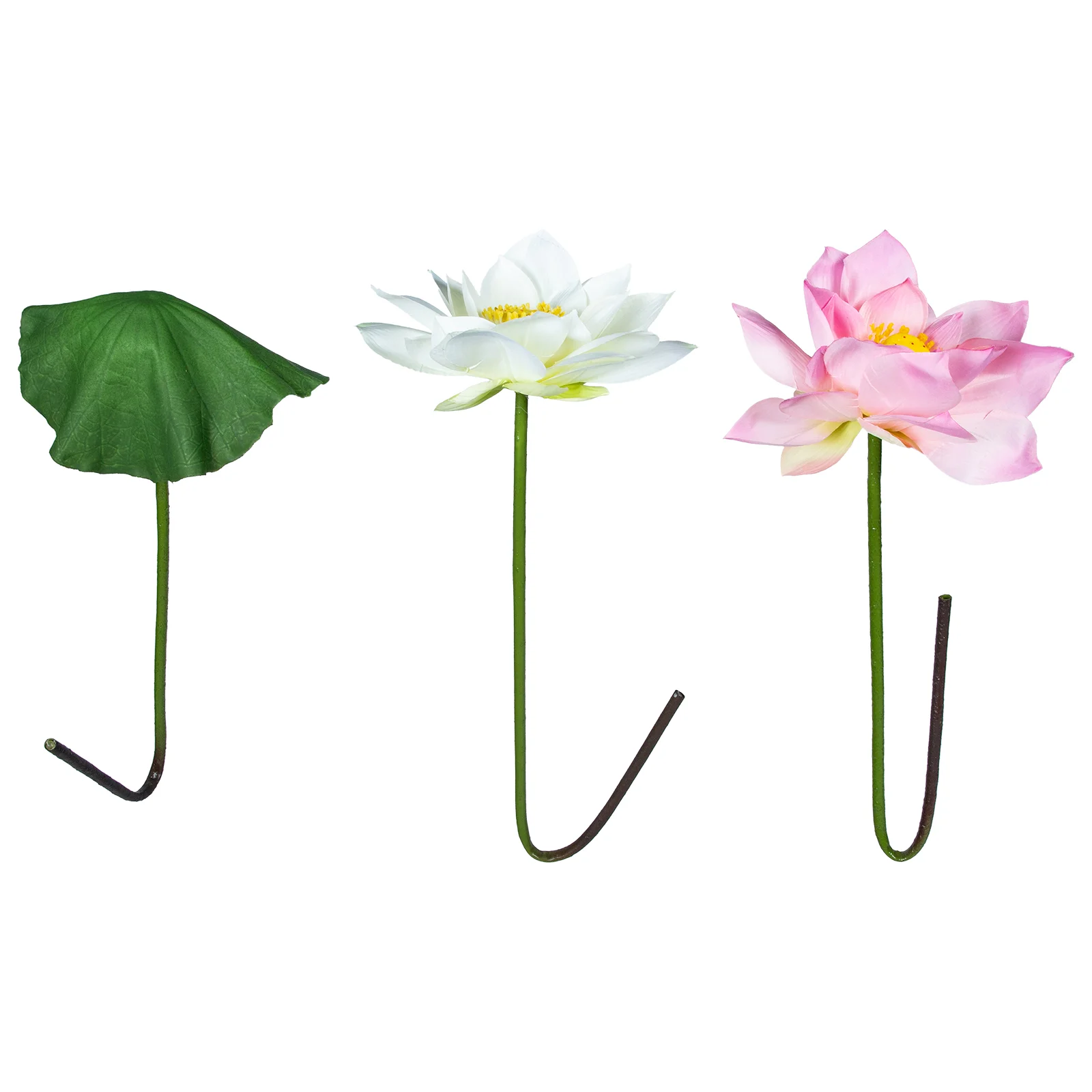 

Lotus Artificial Flower Stem Lily Waterbouquet Hanging Leaves Pond Fake Faux Hooks Hook Pool Padswall Flowersroot Decorative