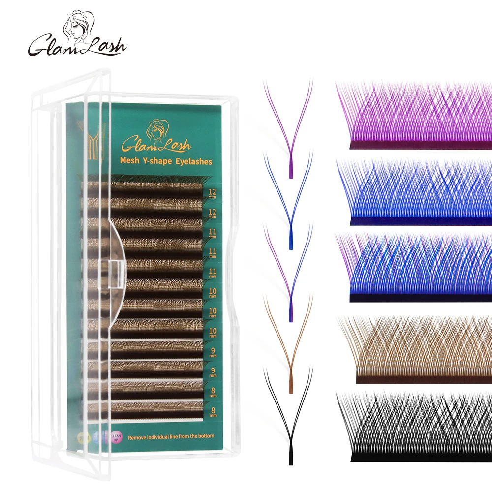 Ed Lashes Y Blue Purple Yy Shape Eyelash Extensions 0.07 C/d Natural Soft Synthetic Mink Bloom False Eyelash