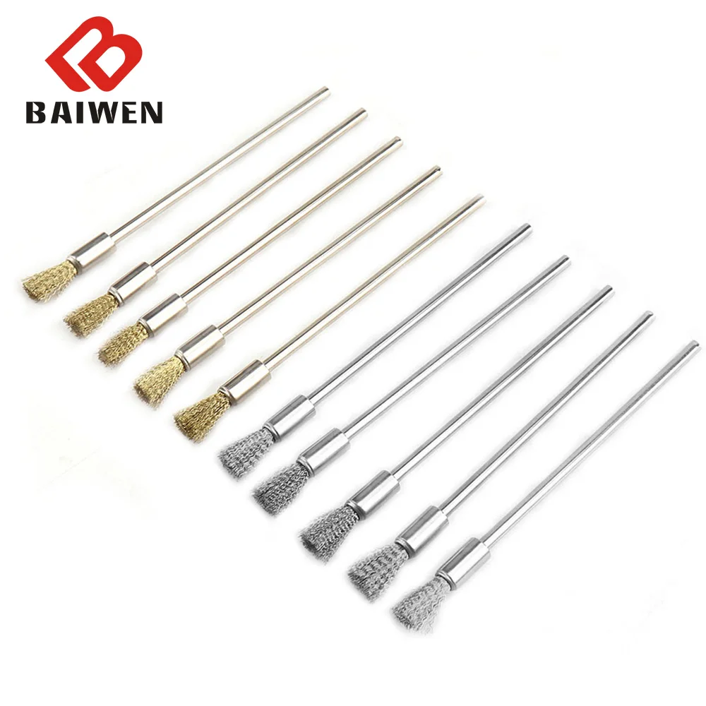 

5pcs 100mm Wire Brush Copper Brush Kit Set With Extended Shank Pole Polishing Brush Rust Removal Tool