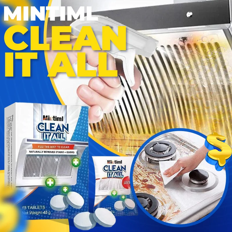 

2022 New Ouhoe Clean It All Effervescent Tablet Kitchen Heavy Grease Cleaner Range Hood Stove Oven Grease Stain Foam Detergent