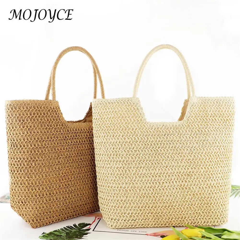 

Straw Beach Women Shoulder Handbag Handmade Woven Boho Summer Fashion Tote Bag Large Capacity Lady Vacation Shopping Bags Purse