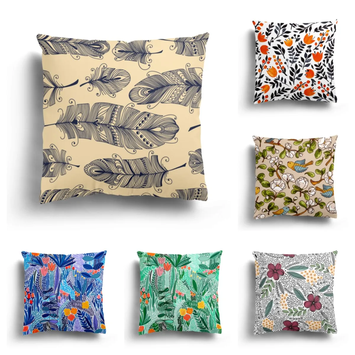 

Green plant color leaf flower series short plush pillowcase fashion pillowcase cushion cover home decoration sofa pillowcase