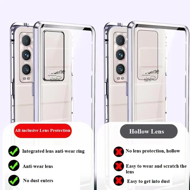 metal magnetic double sided tempered glass phone case all inclusive lens anti drop cover for realme gt master explorer edition free global shipping