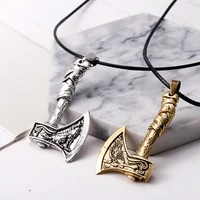 mens viking celtic wolf crow axe pendant odin symbol scandinavian rune necklace charm male nordic amulet jewelry