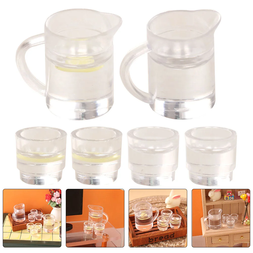 

Water Mini Miniature Lemonade Kettle Pitcher Cups Accessory House Scene Jug Prop Dollhouse Kitchenware Set Accessories Kitchen