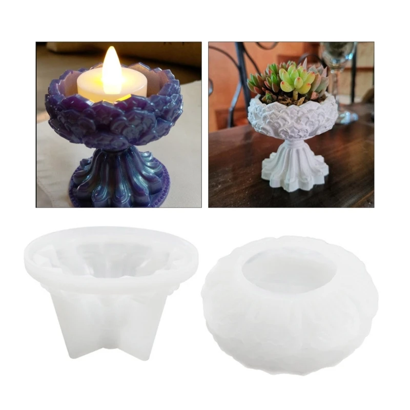 

Flower Epoxy Molds for Resin Casting Lotus Tealight Candle Holder Silicone Mold