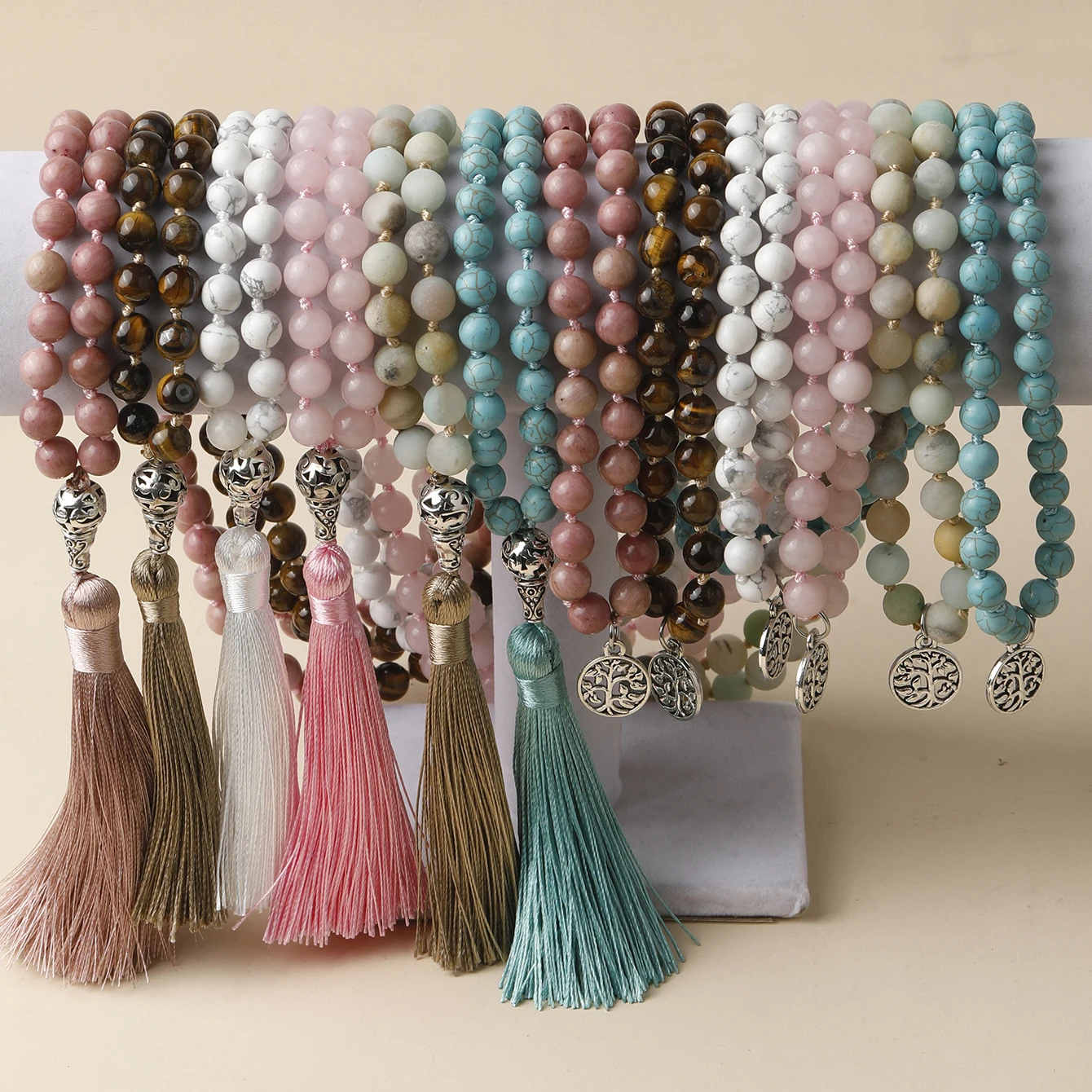 Ожерелье OAIITE из натурального камня 6 мм 108 бусин мала-колье с подвеской в виде