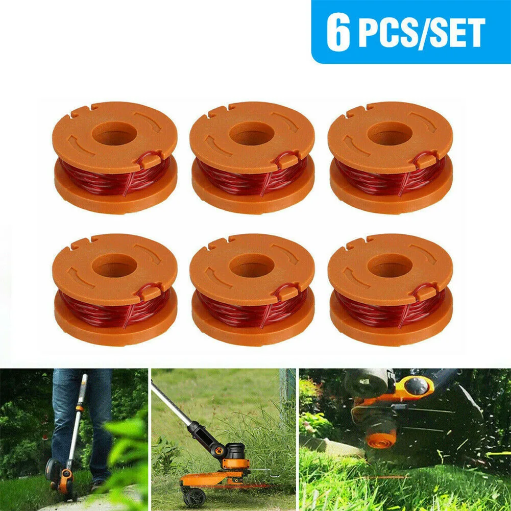 

Grass Trimmer Replacement Spools 10ft 6 Pack Accessories For WORX WA0010 Garden Tool Parts Lawn Mower Spool Line