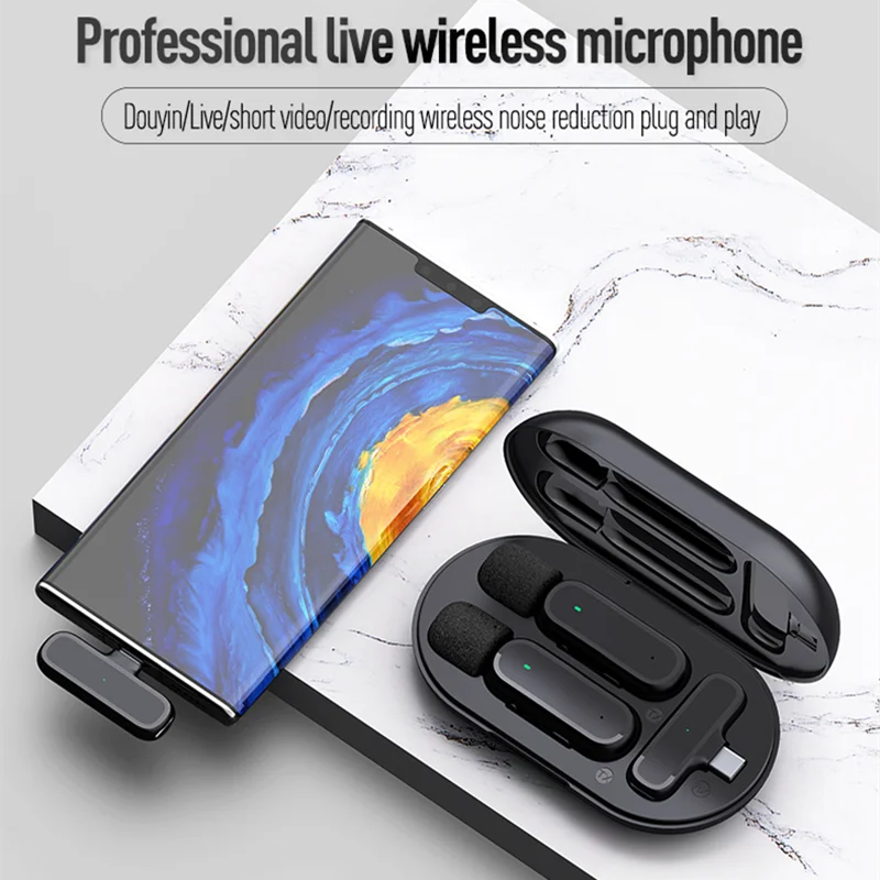 

Wireless Lavalier Microphone Portable Audio Video Recording Mini Mic for IPhone Android Live Broadcast Gaming Phone Microfonoe