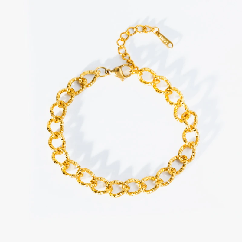 Браслет-цепочка EILIECK из нержавеющей стали 316L с позолоченными звеньями браслет