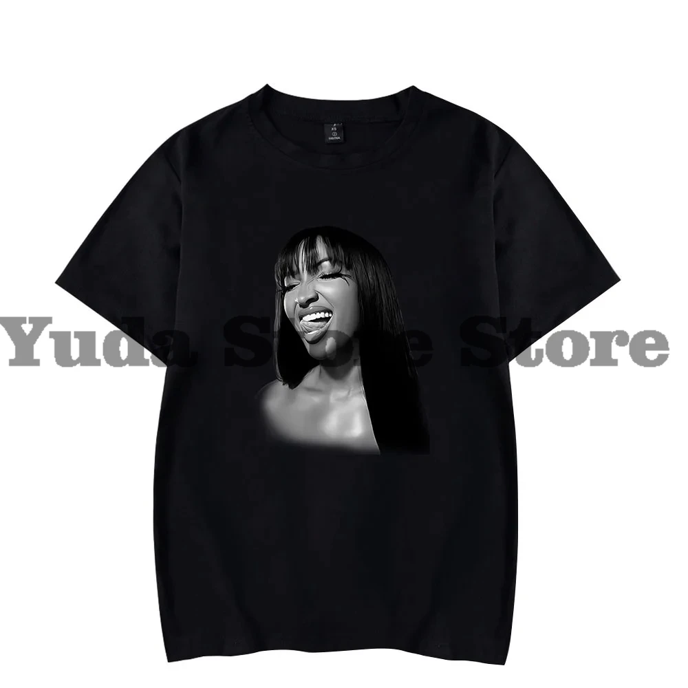 Винтажная футболка Shenseea Never Gets Late Here Tour Merch Футболка с круглым вырезом и короткими