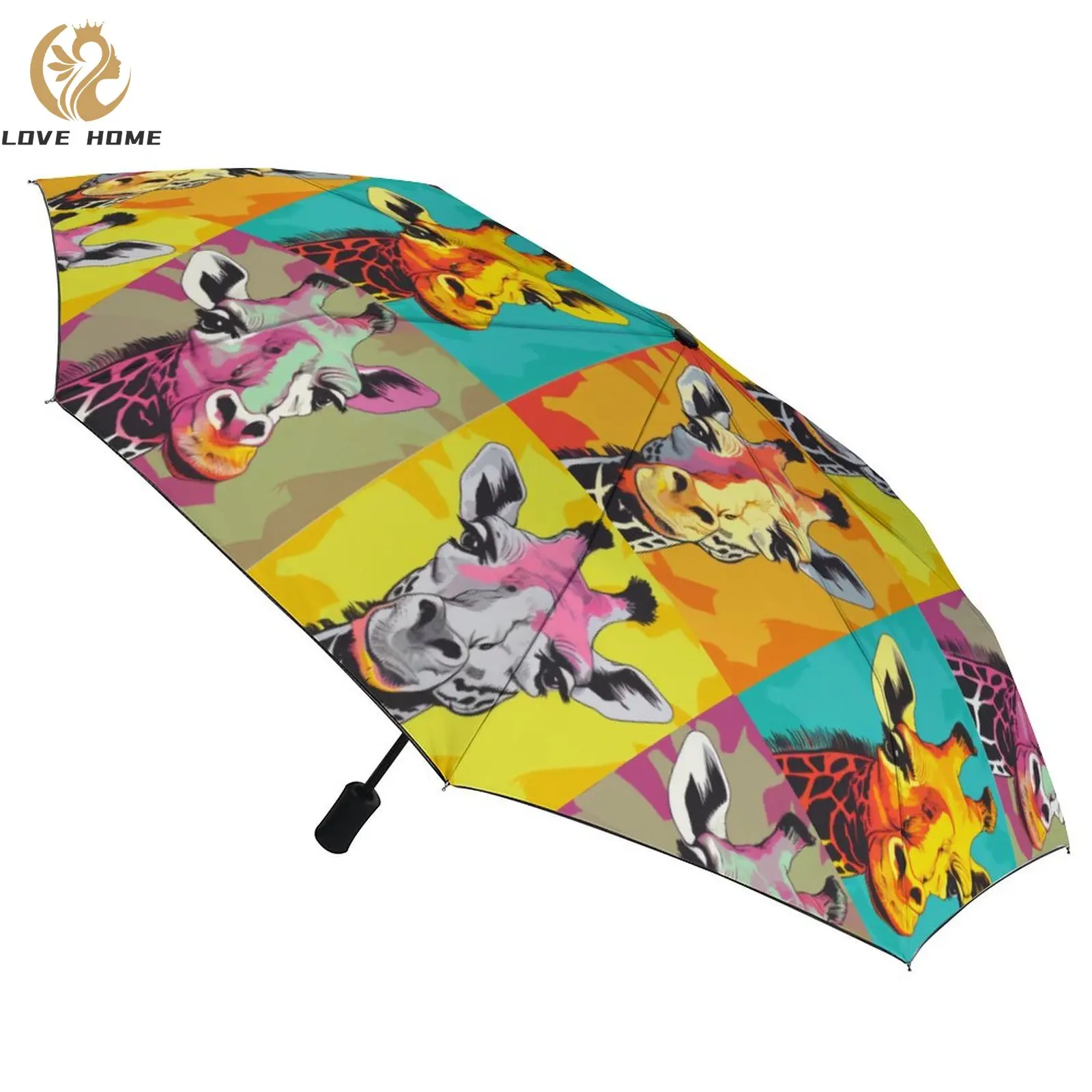 

Giraffe 3 Fold Auto Umbrella Memes Style Wind Proof Umbrella Carbon Fiber Frame Portable Umbrellas for Male Female