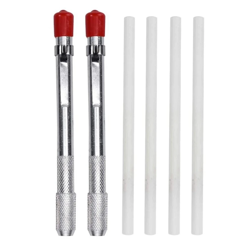 

2Pcs With 4 Refills Soapstone Holder On Steel Round Pens For Welding Tools Machinery Manufacturing Metalworking