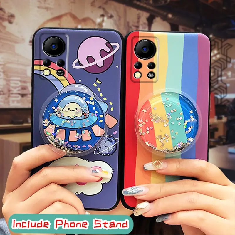 silicone cover phone case for infinix hot 11s nfcx6812b cartoon foothold cute back cover tpu free global shipping
