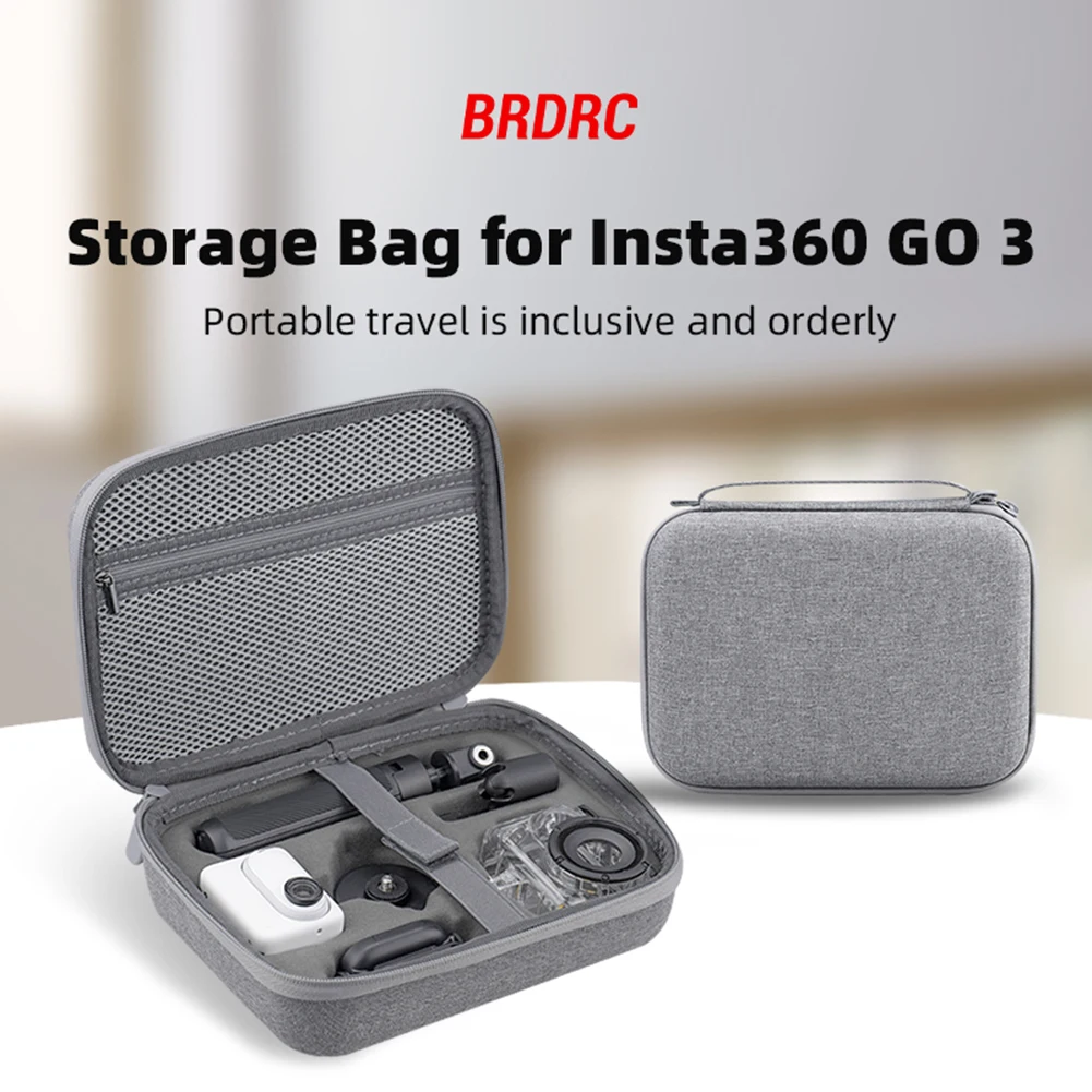 

Portable Carry Bag Waterproof Carrying Case Drop-Proof Carrying Box Flannel Lining Double Zipper for Insta360 Go 3 Accessories