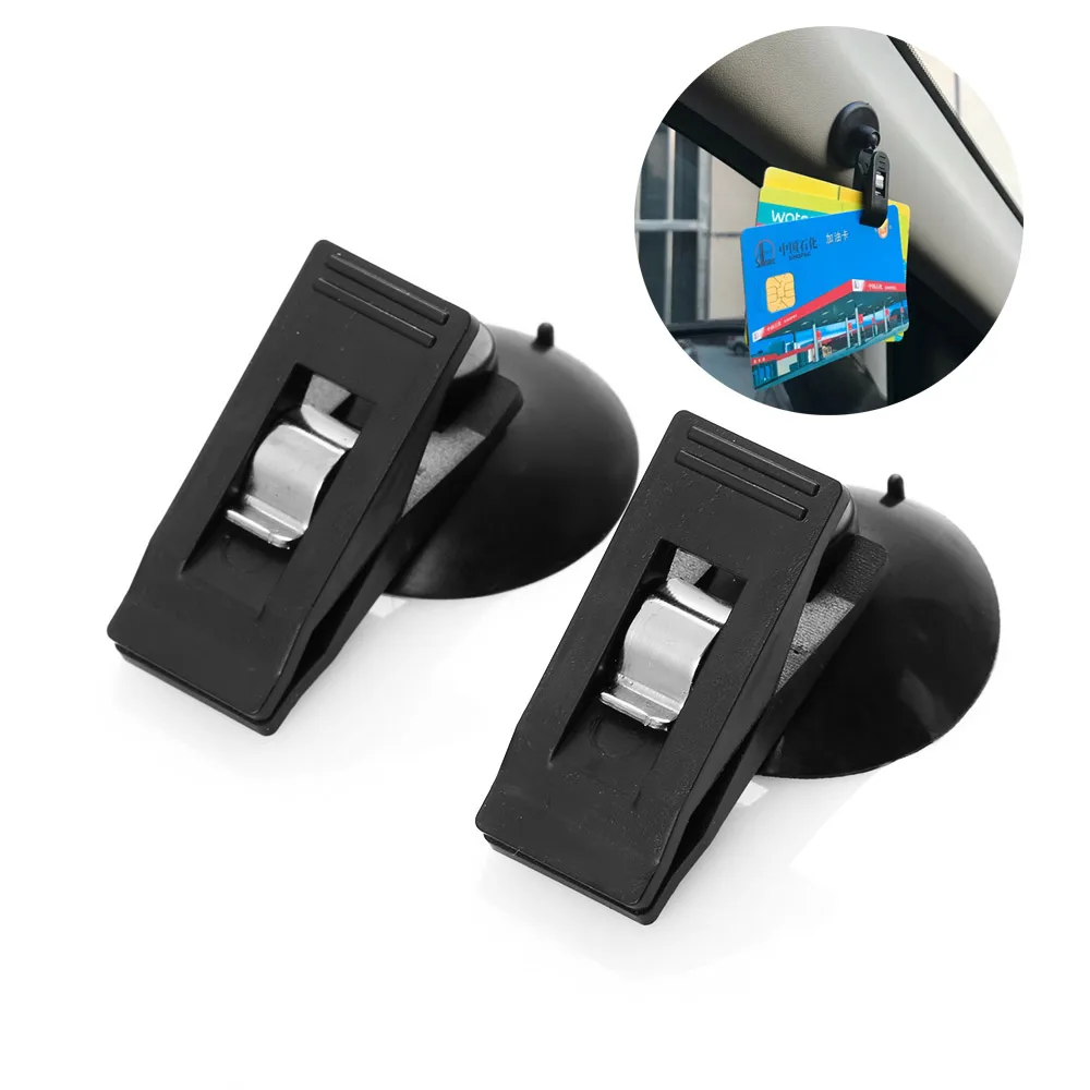 

2Pcs Car Interior Window Clip Mount Black Suction Cap Clip Plastic Sucker Removable Holder For Sunshade Curtain Towel Ticket