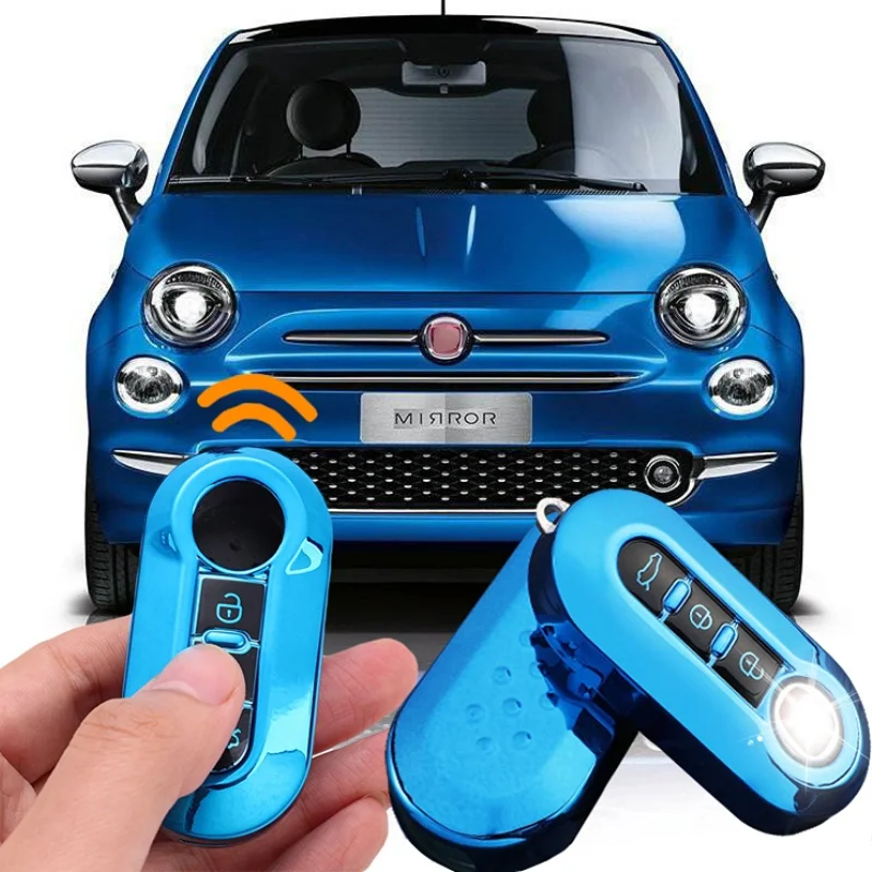 

Car Key Cover for FIAT Fiat 500 Bo Yue Ling Ya Soft TPU Keychain Case Protector 3-key Car Key Protective Shell Folding