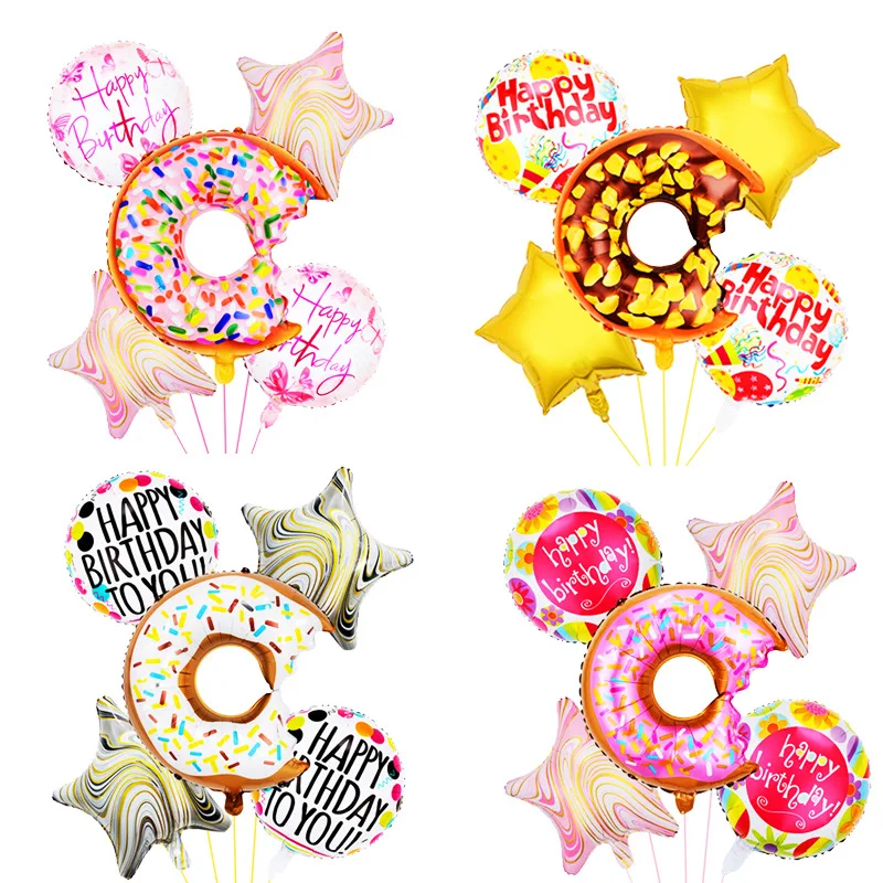 

Набор воздушных шаров в виде пончиков 6 шт., фольга, картофель фри, шар с бургерами, розовое золото, 1-9 цифр, украшение для детского дня рождения
