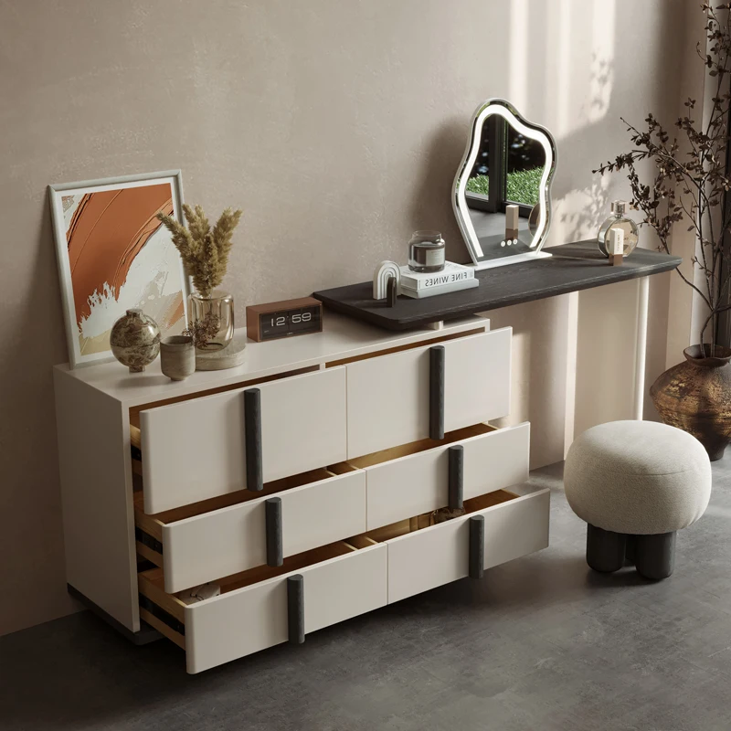 Интегрированный туалетный столик для хранения белый роскошный французский