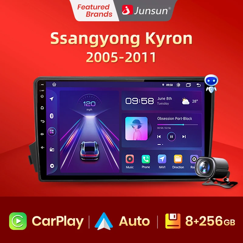 Junsun V1pro Беспроводной CarPlay автомагнитола Android Auto Аудио для авто мультимедиа