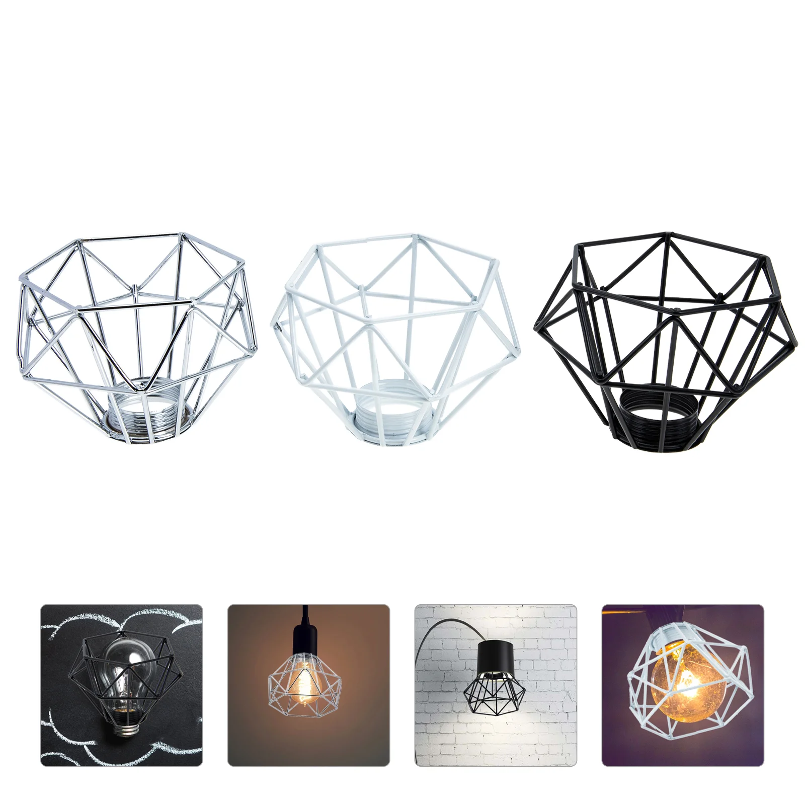 

Light Shade Lamp Metal Shape Bulb Cage Diamond Wall Guard Farmhouse Lampshade Ceiling Covers Wire Accessory Fixture Fan