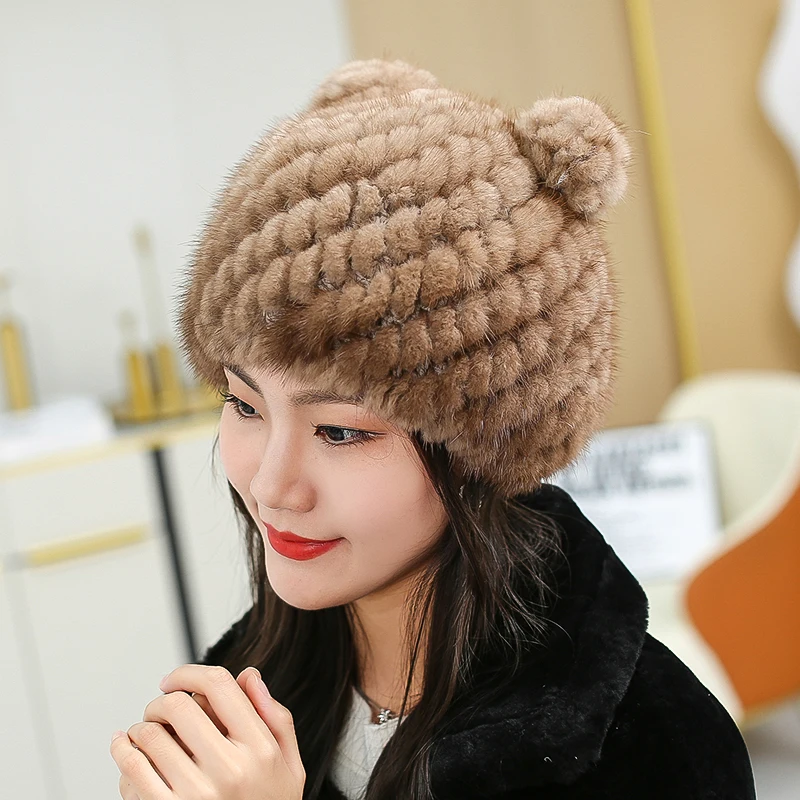 Новая норковая шапка для мужчин и женщин зимняя теплая маленьких детей