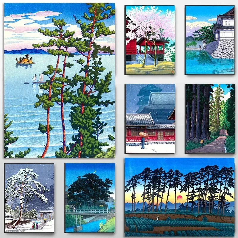 Винтажный Японский пейзаж Hasui Kawase Nishi Park Fukuoka картина на стену для гостиной