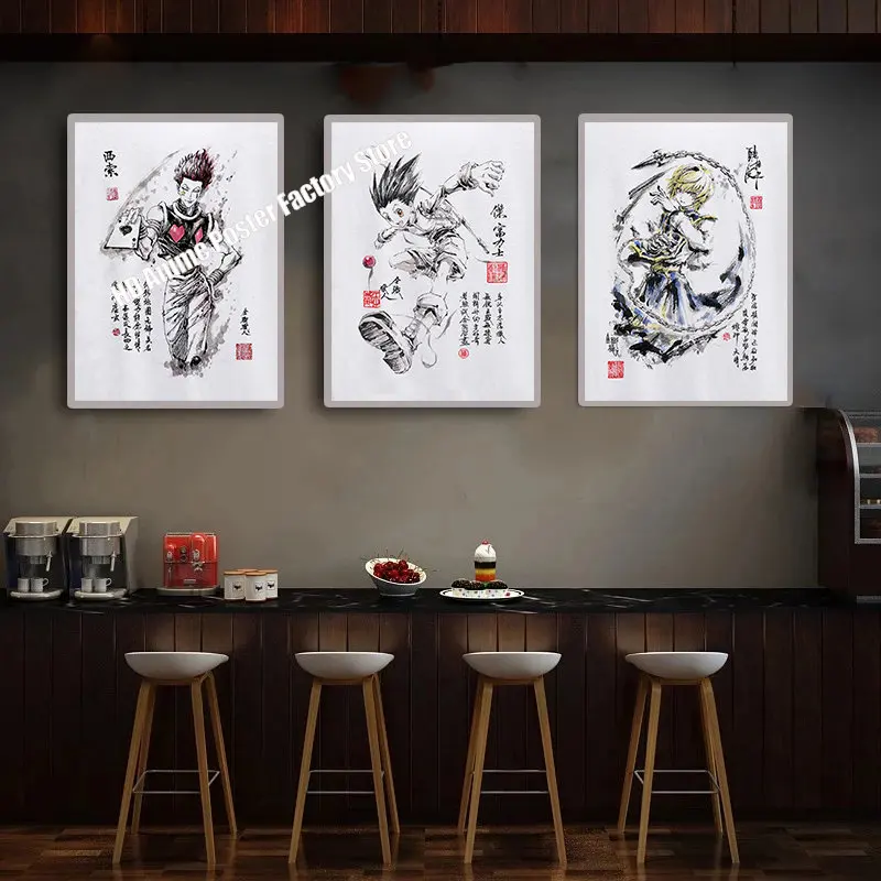 Hunter x охотничий плакат японское аниме Холст Картина Hisoka Gon Freecss Kurapika стены