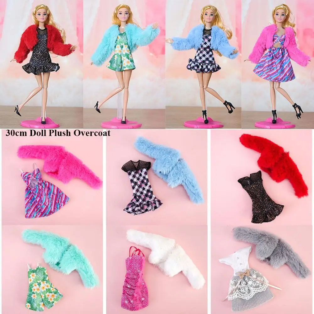 

1 комплект, модное плюшевое пальто для куклы 30 см, повседневная одежда, зимнее пальто для куклы, платья для кукол, топы, костюмы «сделай сам», аксессуары для куклы 1/6