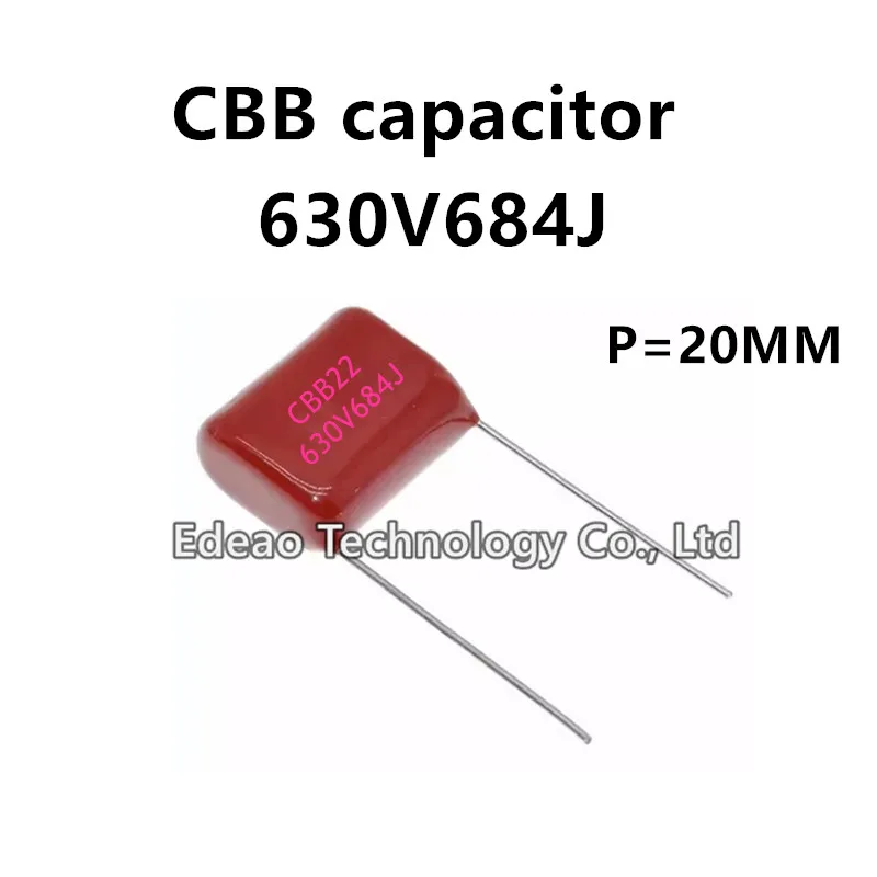 Фото 20 шт./лот конденсаторов CBB CBB21 CBB22 630В 684J 0.68 мкФ 680 нФ 630V684J 684J630V 684 5% шаг 20 мм P=20 P=20 мм №1