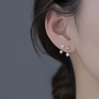 silver color inlay cz zircon star shape hook type stud earrings for womens mini super fine crystal earrings charm jewelry