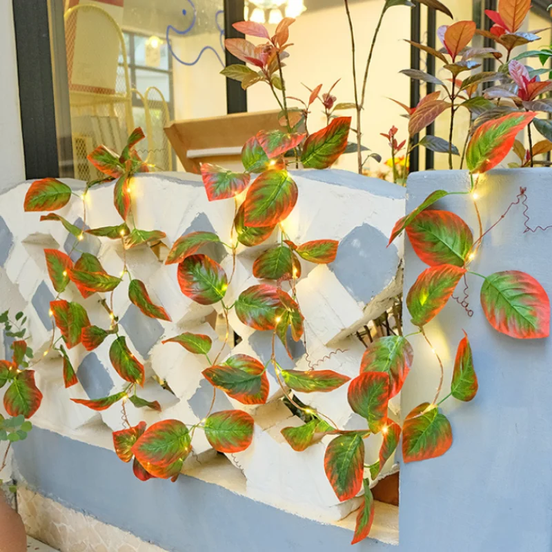 

Rattan Leaf Curtain LED String Lights Christmas Fairy Lights Garland Outdoor Home for Wedding/Party/Garden Decoration Battery